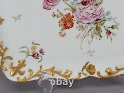 Plateau de commode D&Co Limoges peint à la main dans le style floral et doré de Dresde, vers 1894-1900.