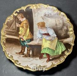 RARE 1890s LIMOGES France HAND PAINTED 12.5 Dubois CHARGER PLATE GUILLAIN 
<br/>

 <br/>  RARE Service à Charger Dubois GUILLAIN LIMOGES France 1890s peint à la main