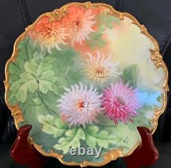 Rare 1880 Limoges Hand Painted Artist Signed Roty Service Charger Plate Gold
