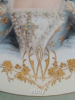Rare Antique Limoges Marie De Médicis Plaque De Porcelaine Peinte Signée E C Darby