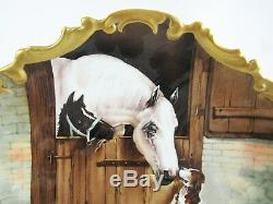 Rare Limoges France A Signé Colt Painted Horse Main Avec Chien Et Chiots 12 Chargeur