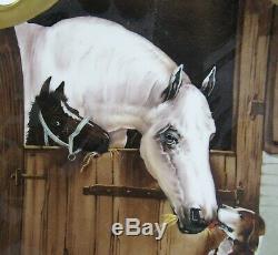 Rare Limoges France A Signé Colt Painted Horse Main Avec Chien Et Chiots 12 Chargeur