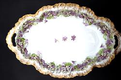 Rare Plat à Violette en Porcelaine A. Lanternier Limoges France avec Bordure Festonnée 15.37