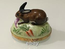 Tiffany & Co Limoges France Peint À La Main Bunny Rabbit Porcelaine Trinket Box