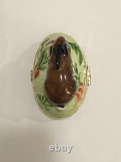 Tiffany & Co Limoges France Peint À La Main Bunny Rabbit Porcelaine Trinket Box