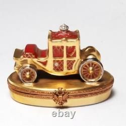 Très Rare Faberge Peinte À La Main Limoges Porcelaine Royal Coach Boitier Trinket Box