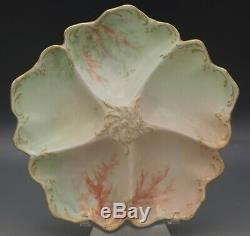 Tressemann Limoges Oyster Plaque Vogt Seaweed Peinte À La Main Antique Porcelaine