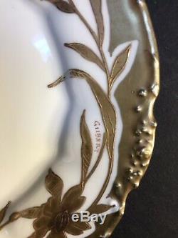 Un Ensemble De 6 Antique Porcelaine De Limoges Dessert / Gâteau Plate / Peinte À La Main, Signed1909