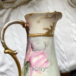 Vase Antique En Porcelaine Festonné Peint À La Main Non Marqué Peut-être Limoges