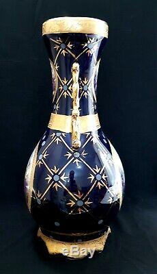 Véritable Vintage Limoges France Grande Porcelaine Peinte À La Main Antique Vase Rare