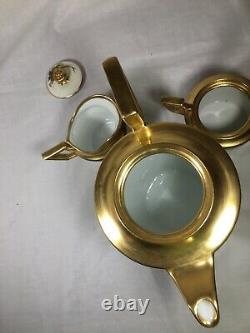 Vienne/t&v Limoges Pickard Décorated Arts&craft Leaf Tea Set Withtray-heavy Gold