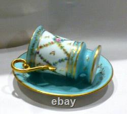Vintage E. G. Limoges Demitasse Tea Or Chocolate Cup / Saucer Peint À La Main