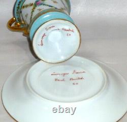 Vintage E. G. Limoges Demitasse Tea Or Chocolate Cup / Saucer Peint À La Main