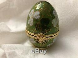 Vintage Porcelaine De Limoges Fabergé Imperial Egg 3 Grand / Peint À La Main
