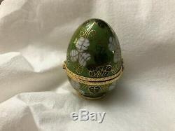 Vintage Porcelaine De Limoges Fabergé Imperial Egg 3 Grand / Peint À La Main
