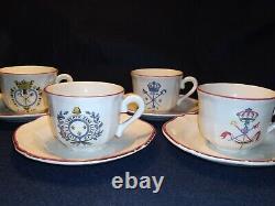 Vintage Saint Amand Limoges Tea Cups & Saucers French Revolution Set De 4