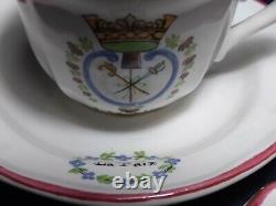 Vintage Saint Amand Limoges Tea Cups & Saucers French Revolution Set De 4
